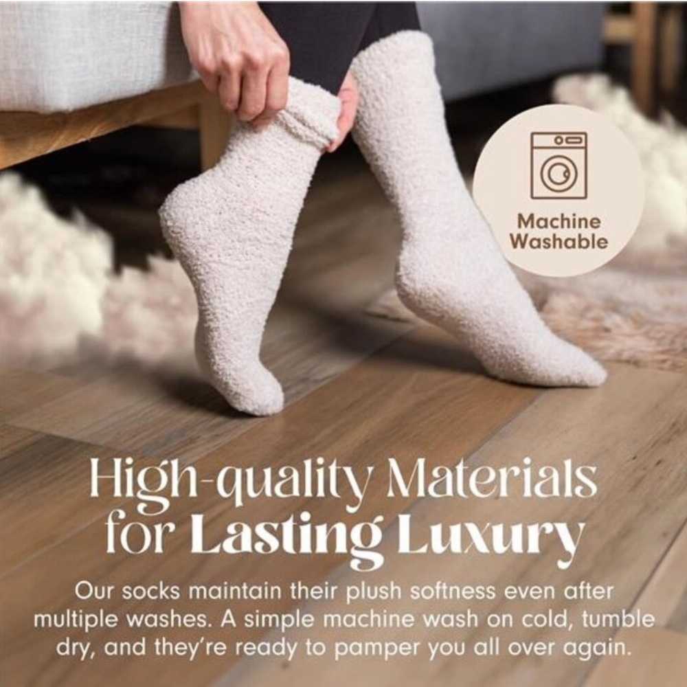 Ultra-Luxe Cloud Socks Warm and Fuzzy Super Soft Luxurious Fabric tan.